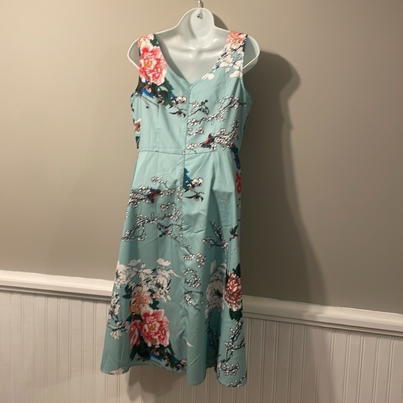 Floral teal torqouise sleeve less dress.. newwithouttag - Picture 3 of 3